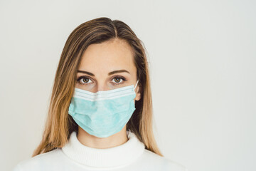 Woman with corona mask protecting her from Covid-19