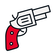 Obraz premium pistol gun icon, line and fill style