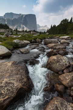 View of Baptiste Creek flowing through rocks