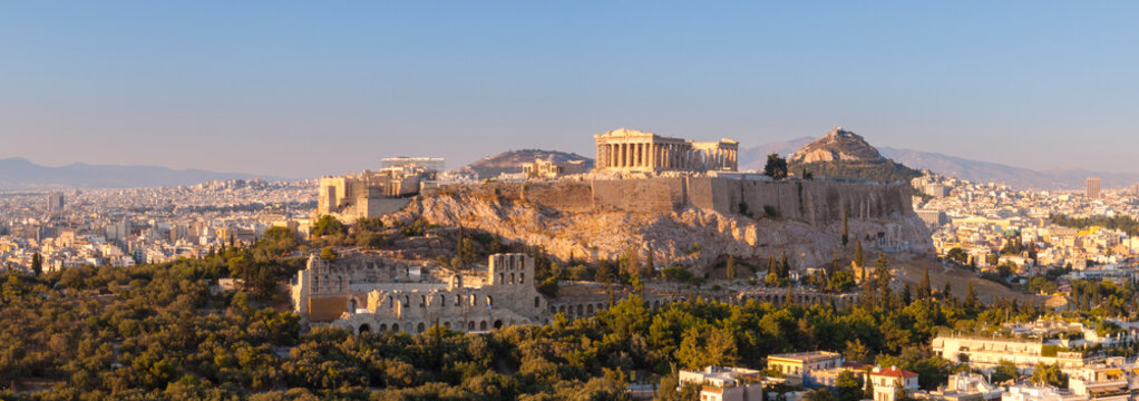 View of city and Acropolis of Athens