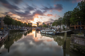 View of city during sunrise