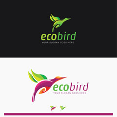 Creative modern Abstract leaf bird logo,  eco bird logo, , Colorful bird logo design template