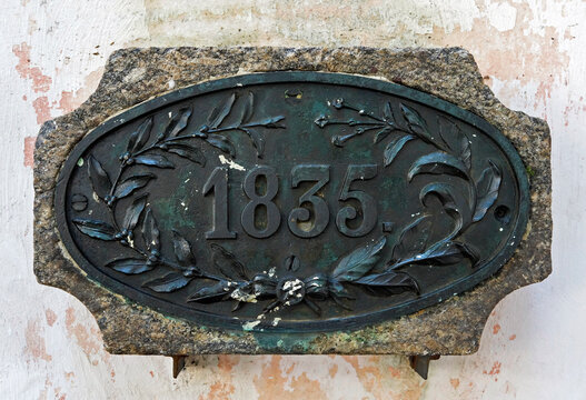 Old plate dating from 1835, Rio de Janeiro, Brazil
