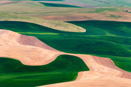 High angle view of rolling hills