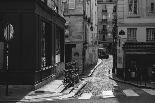 View of street passing through city