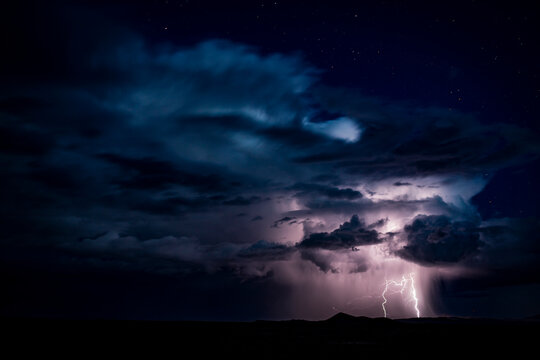 Scenic view of stormy clouds with thunderstorm