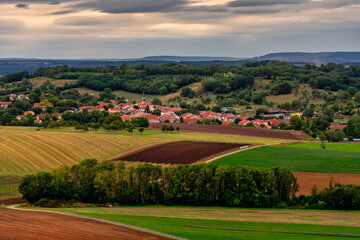 Majestic view over to a beautiful valley, french countryside