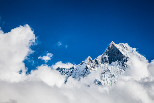 View of Fishtail Mountain against sky