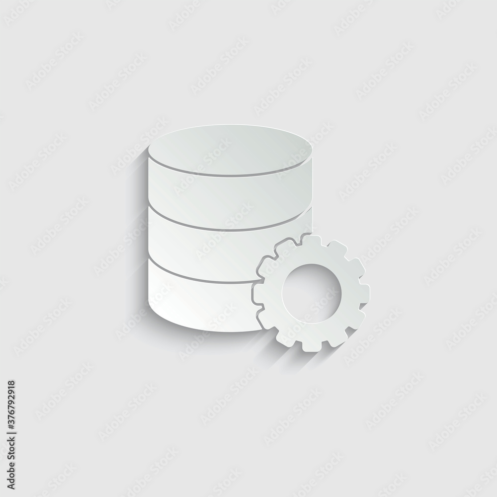 Poster paper database icon with setting sign
