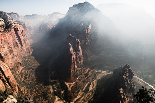 View of smoke over Brian Head in Zion National Park