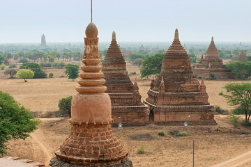 View of ancient temples over landscape