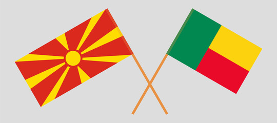 Crossed flags of North Macedonia and Benin