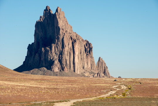 View of Shiprock against sky