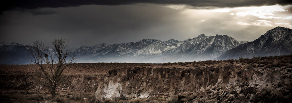 View of winter storm in Owen Valley