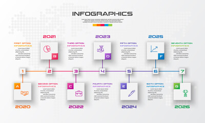 Timeline infographic template,Business concept with 7 options,Vector illustration.
