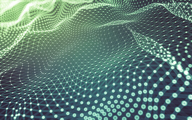 Abstract background. Molecules technology with polygonal shapes, connecting dots and lines. Connection structure. Big data visualization.