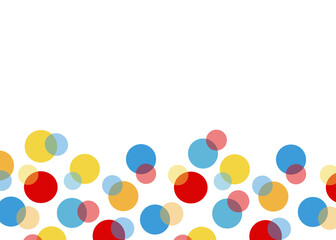 Simple greeting card with floating bubbles and space for text. Colorful polka dots for baby shower, cards, announcements, invitations, notes, and more. Abstract slide background.