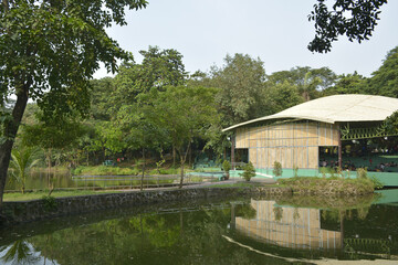 Fototapeta na wymiar Ninoy Aquino parks and wildlife amphitheater facade in Quezon City, Philippines
