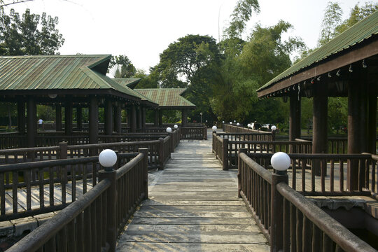 Ninoy Aquino Parks And Wildlife Fishing Area And Bridge In Quezon City, Philippines