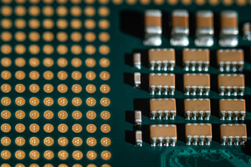 close-up macro of an electronic circuit board