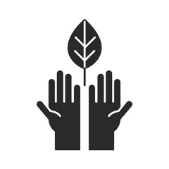 hands with leaf ecology nature environment silhouette icon