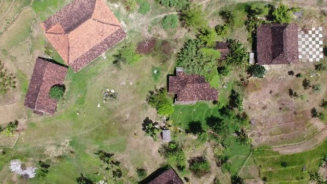 top view of the house in the fields