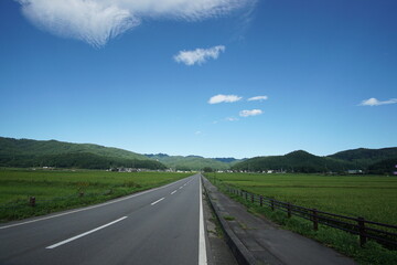 Typical landscape in countryside of Japan, Northern Alps, Hakuba