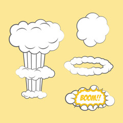 Bomb Explosion Isolated Icons. Cartoon smoke explosion frames