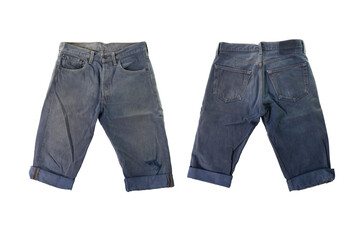 Fashion pants of wearable,Front and back jeans isolated on white.