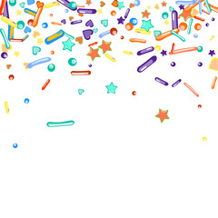 Sprinkles grainy. Cupcake donuts background.