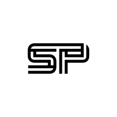 initial letter sp line stroke logo modern