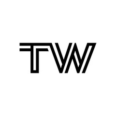 initial letter tw line stroke logo modern