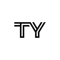 initial letter ty line stroke logo modern