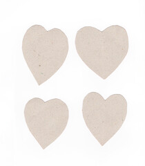 Heart shaped of art paper isolated on white background.