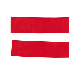 Rectangle shape of red art paper isolated on white background.