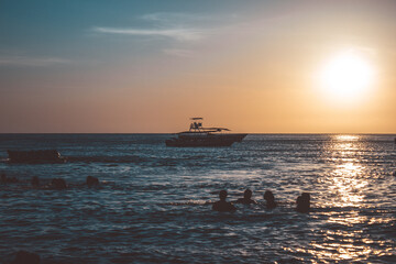 fishing boat at sunset