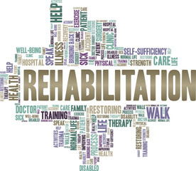 Rehabilitation vector illustration word cloud isolated on a white background.