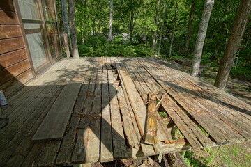 Broken wood floor, Decayed wood floor