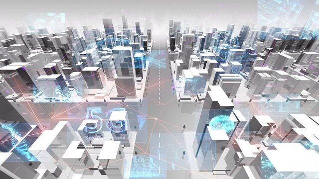 Digital Communication Network Technology BigData City Business Background