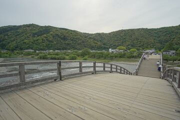Kintai-kyo Bridge in a wooden arch bridge in Iwakuni, Yamaguchi, Japan. Japanese historical structures.