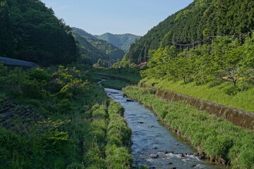 Fototapeta na wymiar landscape of a small town in rural of Japan, Hongo