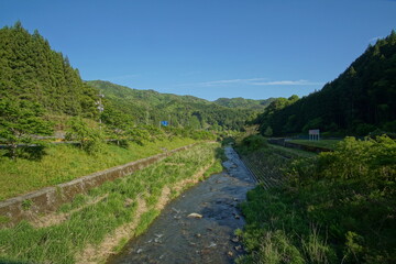 Naklejka na ściany i meble landscape of a small town in rural of Japan, Hongo