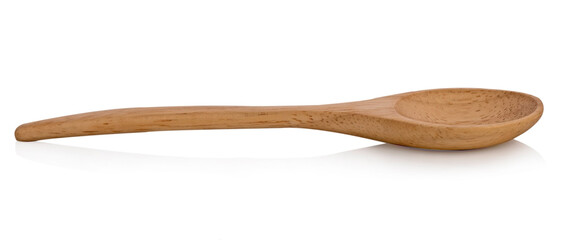 Wooden spoon on white background