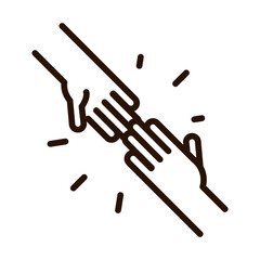 hands supporting community and partnership line icon