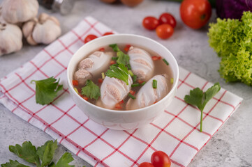 Squid soup stuffed with pork