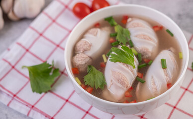 Squid soup stuffed with pork