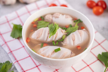 Squid soup stuffed with pork
