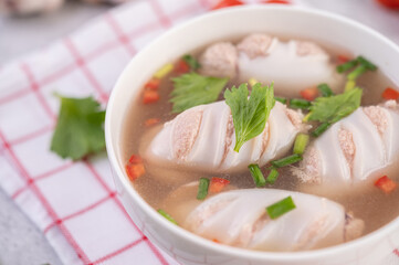 Squid soup stuffed with pork