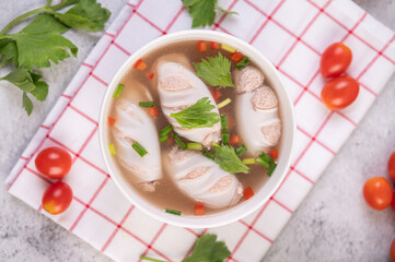 Squid soup stuffed with pork