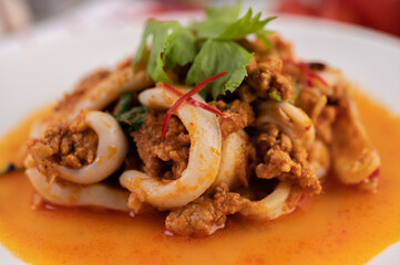 Stir-Fried Squid with Curry Powder.